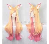 HBYLEE -Lol Ahri Star Guardian Wig The Nine Tail Fox Parrucche Cosplay Lol[Colore: blu]