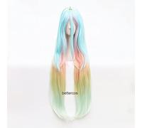 HBYLEE - No Game No Life Shiro Cosplay Wig Natural 100cm Long Straight Blue Purple Mix Sintic Hair For Halloween Party + Corona + Wig Cap One Size [Colore: Onlywig]
