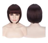HBYLEE - Parrucca corta anime Cosplay costume capelli sintetici rosa bionda marrone castagno grigio verde rosso blu bianco nero parrucche corte Bob per le donne marrone scuro[Colore: marrone scuro]
