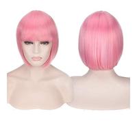 HBYLEE - Parrucca corta anime Cosplay Costume di capelli sintetici rosa bionda marrone castagno grigio verde rosso blu bianco nero parrucche corte Bob per le donne rosa[Colore]