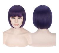 HBYLEE - Parrucca corta anime cosplay Costume di capelli sintetici rosa biondo castagno grigio verde rosso blu bianco nero parrucche corte Bob per donne viola scuro[Colore: viola scuro]