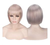 HBYLEE - Parrucca corta anime cosplay Costume di capelli sintetici rosa biondo castano grigio verde rosso blu bianco nero parrucche corte Bob per le donne grigio[Colore: grigio]