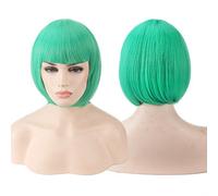 HBYLEE - Parrucca corta anime cosplay Costume di capelli sintetici rosa biondo castano grigio verde rosso blu bianco nero parrucche corte Bob per le donne verde[Colore: verde]