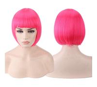 HBYLEE - Parrucca corta anime Cosplay Costume di capelli sintetici rosa biondo castano grigio verde rosso blu bianco nero parrucche corte Bob per le donne rosa 2[Colore: rosa 2]
