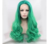 HBYLEE Parrucca da donna, capelli sintetici, frontale in pizzo, lungo, onde naturali, verde, naturale attaccatura dei capelli, parrucca naturale, parrucca per costume [Colore: verde]