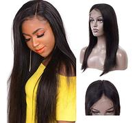 HBYLEE - Parrucca lcae 4 x 13 wig, onda diritta, colore nero naturale, 16 pollici [colore: 16 inch]