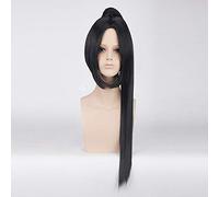HBYLEE - Parrucca lunga per cosplay con coda di cavallo, 80 cm, anime Fate Grand Order, argento, bianco, nero, per Halloween, costume da uomo, nero[Colore: nero]