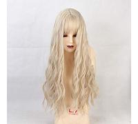 HBYLEE - Parrucche lunghe onde d'acqua sintetiche con frangia parrucche marrone scuro ricci naturali per le donne Cosplay parrucche in fibra resistente al calore lc205-2[colore:lc205-2]
