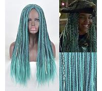 HBYLEE - Per cosplay anime Coser Wig Descendants 2 UMA Cosplay Wig Long Afro Tradizione Curly Tail Blue Hair Women's Wig + Free Wig