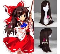 HBYLEE - Per cosplay anime giapponesi TouHou Project Women Hakurei Reimu Cosplay Wig Role Play Brown Straight Hair with Ponytail