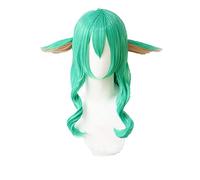 HBYLEE - Per cosplay da 110 cm, lungo, verde, blu, cosplay, stelle, soraka resistente al calore, capelli sintetici + clip e berretto Wig