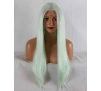 HBYLEE - Per cosplay Drag Queen Free Part High Temperature Glueless Long Wave Hair Sintic Lace Front Wigs for Ladies Cosplay Party Summer Cool Pastel Colour Blend Green