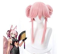 HBYLEE - Per cosplay FGO Fate Grand Order EXTRA Tamamo No Mae Cosplay Parrucche lunghe rosa coda di cavallo parrucca riccia resistente al calore parrucca sintetica per donne