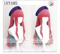 HBYLEE - Per cosplay Hip Hop Paradox Live Bae Anne Faulkner Cosplay Wig 80 cm Long Curly Pink Blue Mix Sintic Hair Party + Wig Cap China Wig Only