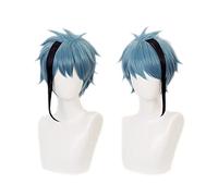 HBYLEE - Per cosplay Wig Anime Cosplay Twisted Wonderland Cosplay Floyd Leech Jade Leech Wig Blue Black Short Heat Fibre Hair Halloween Carnival Game Wigs