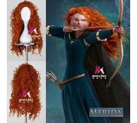 HBYLEE Snow White Hair Ralph Breaks the Internet Cosplay Wig Princess Rapunzel Belle Aurora Merida Moana Cenerentola Jasmine Ariel Tiana Merida [Colore: Merida]