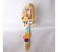 HBYLEE Tangled Cosplay Wig Princess Rapunzel Long Braids cappello da donna capelli sintetici biondi parrucca e fiori [Colore: secondo il piano]