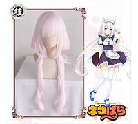HBYLEE UWOWO Nekopara Vanilla Cosplay Wig 80 cm long Twin tail Light Pink Hair Matte Synthetic Heat Resistant Fiber [Farbe:nach Plan]