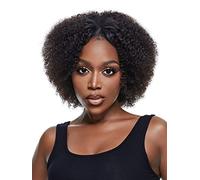 HBYLEE V-Part - Pantaloncini da donna Afro Curly Human Hair Wig,colore: Nero/Taglia: 200 Density