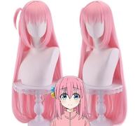 HBYLEE Wig Anime Cosplay Anime BOCCHI THE ROCK! Hitori Gotoh Cosplay parrucca rosa lunga liscia parrucca per Halloween per costume e parrucca per feste + cappuccio [Colore: One Color]