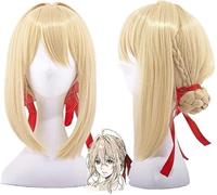 HBYLEE Wig Anime Cosplay Anime Cosplay Evergarden Parrucca da donna cremosa treccia dorata parrucca gioco di ruolo + berretto [Colore: One Color]