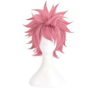 HBYLEE Wig Anime Cosplay Anime Fairy Tail END Natsu, parrucca per cosplay, rosa soffice, capelli corti, giochi di ruolo per Halloween, feste + cappello, colore: secondo il piano]