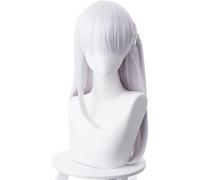 HBYLEE Wig Anime Cosplay Anime Fgo Kama Nero Cosplay Parrucca Fate Grand Order Fate Stay Night Argento Grigio capelli lisci di media lunghezza Halloween Party Parrucche + Cappellino [Colore: secondo