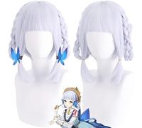 HBYLEE Wig Anime Cosplay Anime Genshin Impact Cosplay Parrucche Kamisato Ayaka Springbloom Missive Parrucche Missive per Halloween Grigio Argento + Cappellino [Colore: One Color]
