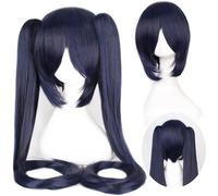 HBYLEE Wig Anime Cosplay Anime Hatsune Miku Sakura Snow Senbonzakura Parrucca con due code di cavallo, costume di Halloween, accessori per feste e parrucca (bianco) (colore blu navy) [Colore: blu