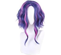 HBYLEE Wig Anime Cosplay Anime Lady Nagant Cosplay Parrucca Cosplay Ondulata Blu Viola Rosa Capelli Halloween Costume Partito Gioco di ruolo Parrucca + Cappellino [Colore: secondo il piano]