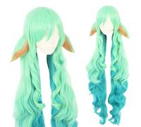 HBYLEE Wig Anime Cosplay Anime Parrucca Cosplay Anime Star Guardian Donna Parrucca per capelli verde e 2 orecchie Soraka gioco di ruolo Halloween Parrucche con cappuccio [Colore: Onecolor]