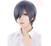HBYLEE - Wig anime Cosplay Black Butler Cosplay Parrucche Ciel Phantomhive gioca capelli corti grigi blu Halloween 1: 1 Parrucca da donna e uomo[Colore: nero]