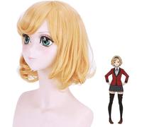 HBYLEE Wig Anime Cosplay Itsuki Sumeragi Parrucca anime Compulsive Gambler Cosplay Costume parrucca corta dorata + cappuccio [Colore: secondo il piano]