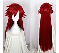 HBYLEE Wig Anime Cosplay Kuroshitsuji Black Butler Grell Sutcliff parrucca rossa, capelli lunghi lisci e resistenti al calore, parrucche per costume e parrucca [colore: secondo il piano]