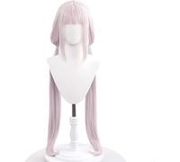 HBYLEE Wig Anime Cosplay Nekopara Cosplay Chocola Vanilla Parrucca con pony per donne con due code di cavallo, parrucche lunghe dritte rosa sintetiche, per feste in costume di Halloween [Colore: