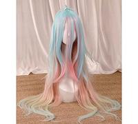 HBYLEE Wig Anime Cosplay No Game No Life Shiro Sora Cosplay Wig Gradual Blue Pink Yellow Long Straight Anime Sintic Hair Role Play[Colore: secondo il piano]