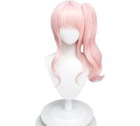 HBYLEE Wig Anime Cosplay Progetto Sekai Colorato Palcoscenico Akiyama Mizuki Cosplay Parrucca Cosplay Arancio Rosa Coda di Cavallo Corti Parrucca Sintetica + Cappellino [Colore: secondo il piano]
