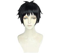 HBYLEE Wig Anime Cosplay Shinra Kusakabe Fire Force Parrucche corte nere resistenti al calore, capelli sintetici, costume da anime, parrucca cosplay + cappuccio per parrucca, taglia unica, colore
