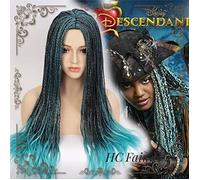 HBYLEE Wig for Descendants Cosplay Wig Uma Ursula Daughter Braids 75 cm Long Green Black Dreadlocks sintetico Hair for Adult + Wig Cap Descendants as the picture[Colore: nero, verde]