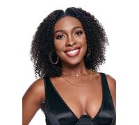 HBYLEE Women's V-Part Curly Human Hair Wig,Farbe: Black/Größe: 14 inch 250Density