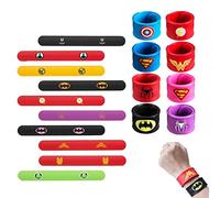 HBYMYDA 10 Pezzi Braccialetti Slap Slaps Bracelets di Supereroi Bande Di Schiaffo da Supereroe in Silicone Bracciali per Bambini per Ragazzi E Ragazze Festa Di Compleanno Favori