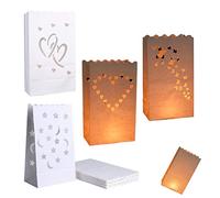 HBYMYDA 20Pcs Sacchetti di Candela Sacchetti Ignifughi per Candele Candle Bags Lanterne di Carta Bianche per Natale Matrimonio Festa Decorazione