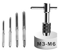 hcaioz Chiave a cricchetto regolabile con impugnatura a T 5 pezzi di filettatura for vite a macchina da 3 mm a 8, tappo metrico, maschio a forma scz.(5pcs M3-m6)