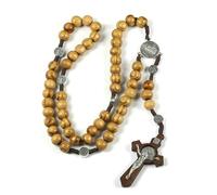 HCAXKFMMXU Rosario classico retrò intrecciato a mano con perline di legno ciondolo croce per uomini e donne gioielli personalizzati regalo con rose moda