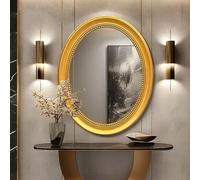 HCBUTAE 64x94 cm - Ovale Specchio per Bagno, Cornice In ABS Impermeabile, Specchio per Il Trucco Della Camera Da Letto - Decorativo Vintage(Retro gold)