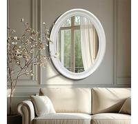 HCBUTAE 64x94 cm - Ovale Specchio per Bagno, Cornice In ABS Impermeabile, Specchio per Il Trucco Della Camera Da Letto - Decorativo Vintage(White)