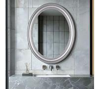 HCBUTAE 64x94 cm - Ovale Specchio per Bagno, Cornice In ABS Impermeabile, Specchio per Il Trucco Della Camera Da Letto - Decorativo Vintage(Silver)