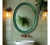 HCBUTAE 64x94 cm - Ovale Specchio per Bagno, Cornice In ABS Impermeabile, Specchio per Il Trucco Della Camera Da Letto - Decorativo Vintage(Green)