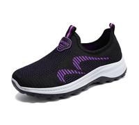 HCDZF Appartamenti in Rete Traspirante per Le Donne Comode Scarpe da Passeggio Casual lavorate a Maglia,Nero,36 EU