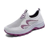 HCDZF Appartamenti in Rete Traspirante per Le Donne Comode Scarpe da Passeggio Casual lavorate a Maglia,Grigio,35 EU